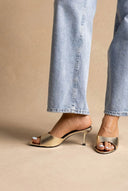 Stephan - Slim Heel Mules Wide Strap - Gold