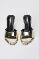 Stephan - Slim Heel Mules Wide Strap - Gold