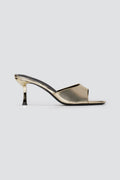 Stephan - Slim Heel Mules Wide Strap - Gold