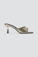 Stephan - Slim Heel Mules Wide Strap - Gold