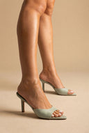 BOTEGGA 22 - Slim Heel Mules Wide Strap - Mint Green Suede