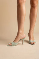 BOTEGGA 22 - Slim Heel Mules Wide Strap - Mint Green Suede