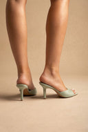 BOTEGGA 22 - Slim Heel Mules Wide Strap - Mint Green Suede