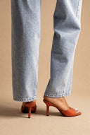 BOTEGGA 22 - Slim Heel Mules Wide Strap - Terracotta suede