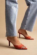 BOTEGGA 22 - Slim Heel Mules Wide Strap - Terracotta suede