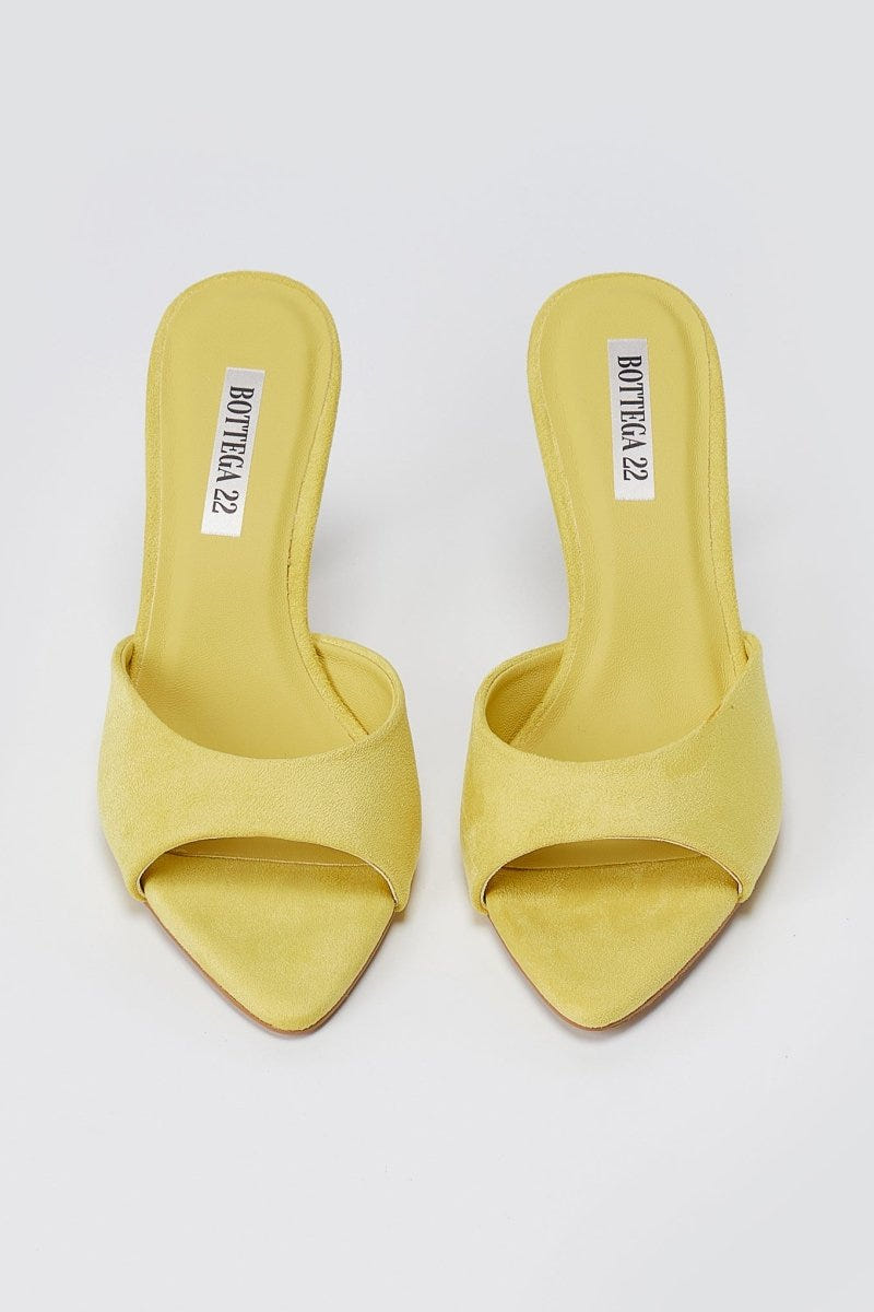 BOTEGGA 22 - Slim Heel Mules Wide Strap - Yellow Suede