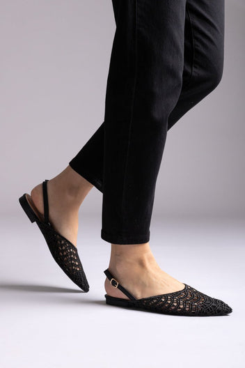 ERYNN - Slingback Ballet Flats - Black Matte