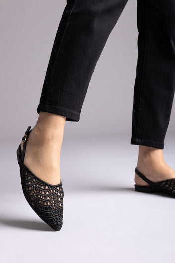 ERYNN - Slingback Ballet Flats - Black Matte