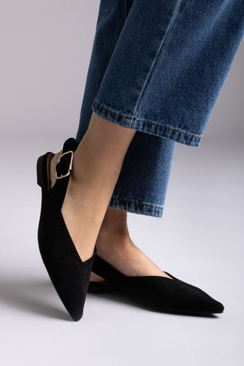 ERYNN - Slingback Ballet Flats - Black Suede