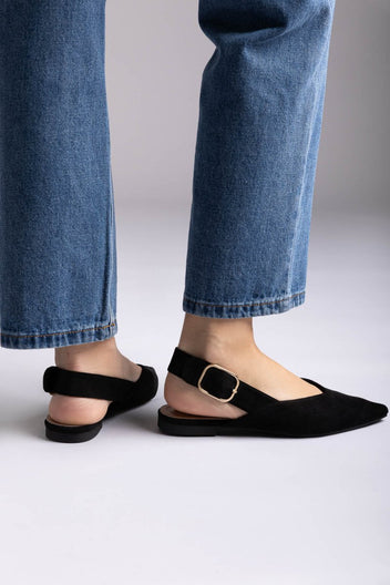 ERYNN - Slingback Ballet Flats - Black Suede
