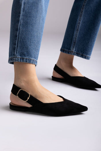 ERYNN - Slingback Ballet Flats - Black Suede