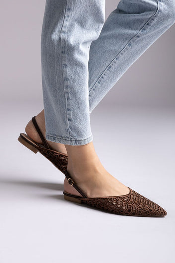 ERYNN - Slingback Ballet Flats - Brown Matte