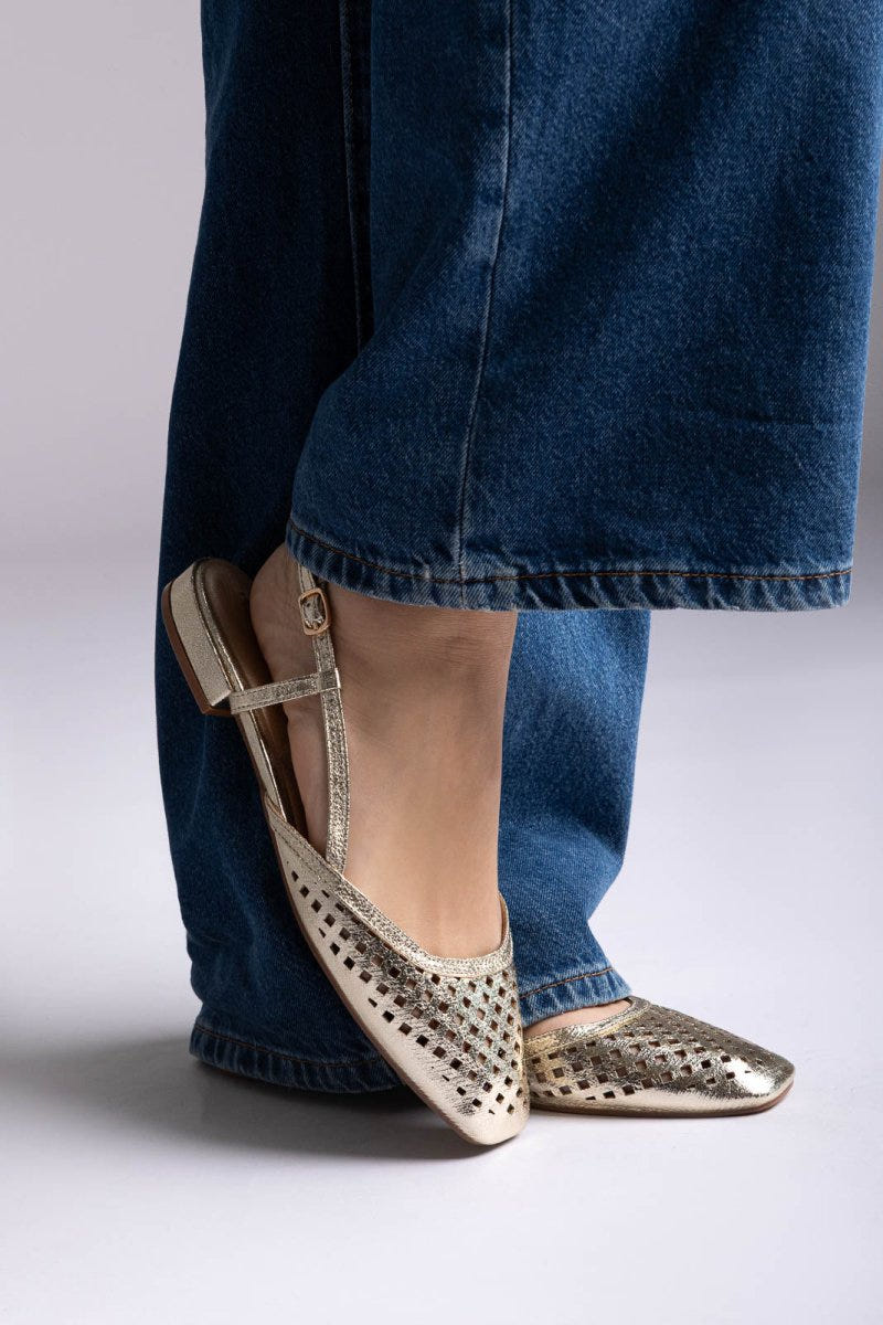 Ideal shoes - Slingback Ballet Flats - Gold