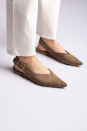 ERYNN - Slingback Ballet Flats - Olive Suede