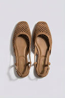 Ideal shoes - Slingback Ballet Flats - Tan Suede
