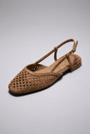 Ideal shoes - Slingback Ballet Flats - Tan Suede