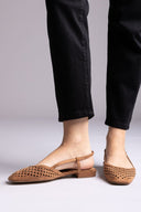 Ideal shoes - Slingback Ballet Flats - Tan Suede