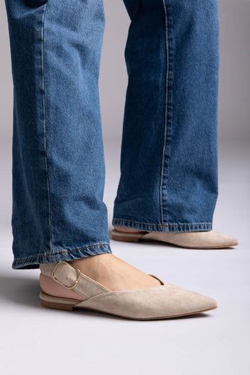 ERYNN - Slingback Ballet Flats - Taupe Suede