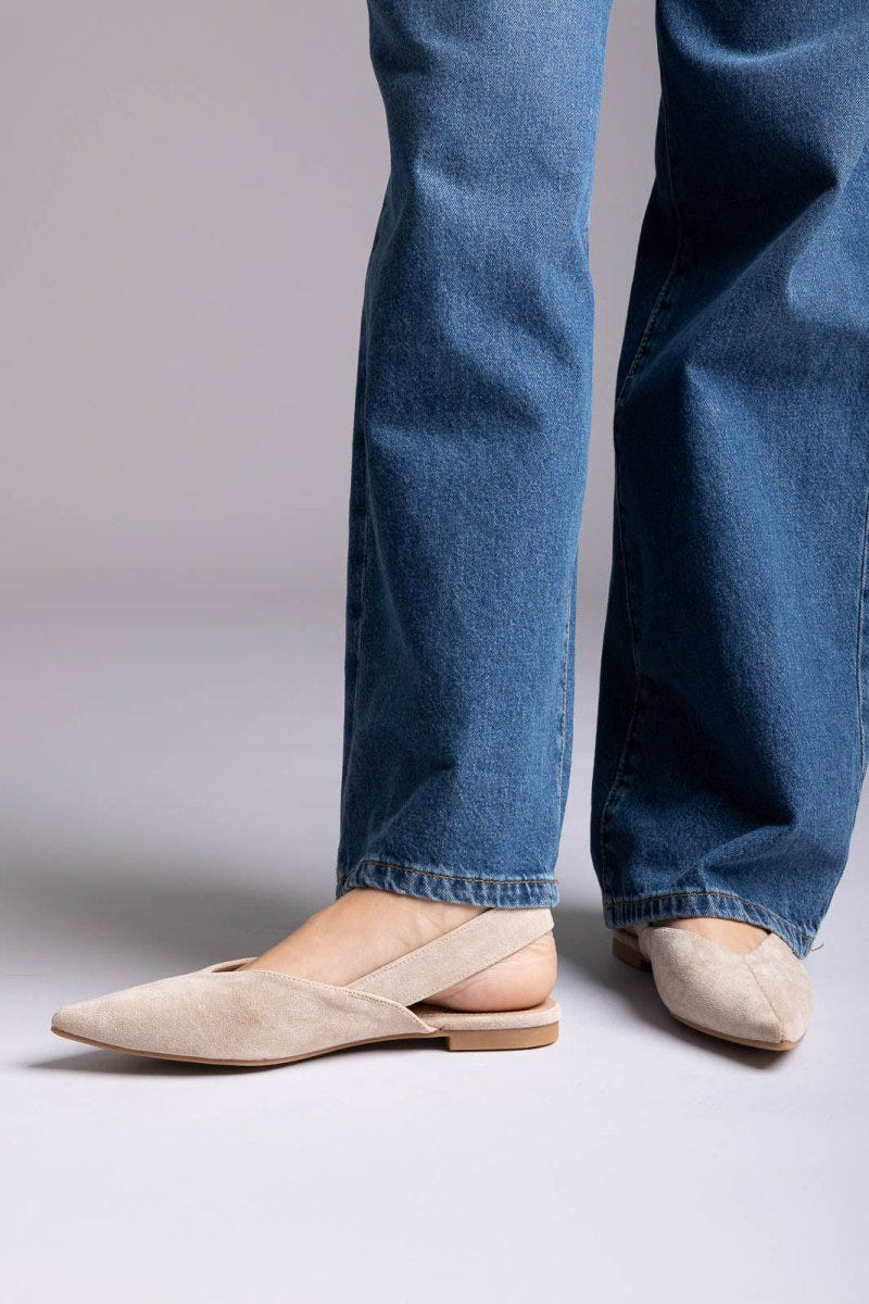 ERYNN - Slingback Ballet Flats - Taupe Suede