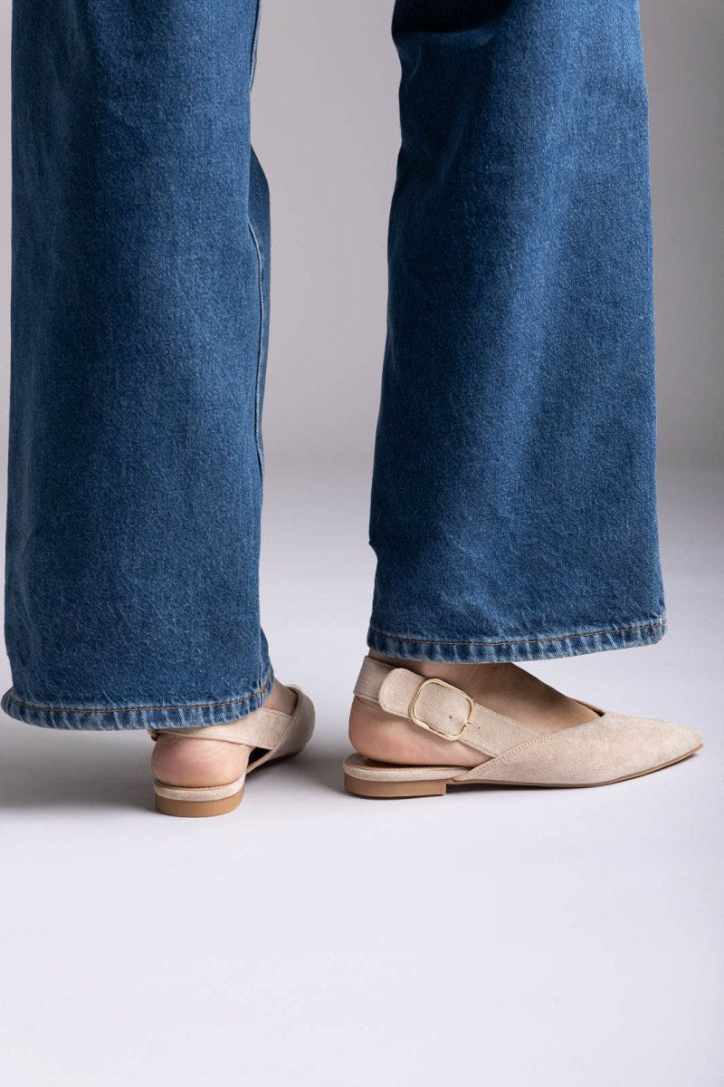 ERYNN - Slingback Ballet Flats - Taupe Suede