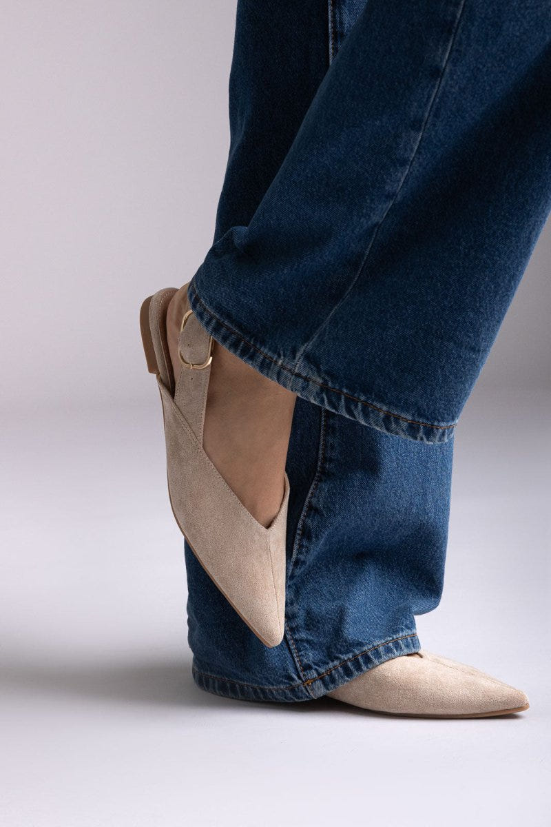 ERYNN - Slingback Ballet Flats - Taupe Suede