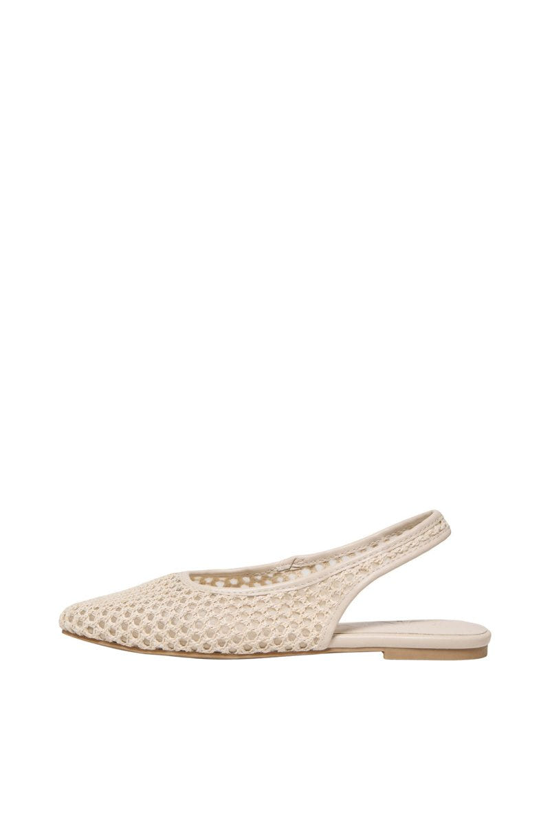 ONLY - Slingback Ballet Flats Woven Design - Beige Raffia