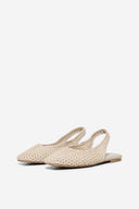 ONLY - Slingback Ballet Flats Woven Design - Beige Raffia