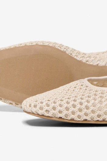 ONLY - Slingback Ballet Flats Woven Design - Beige Raffia