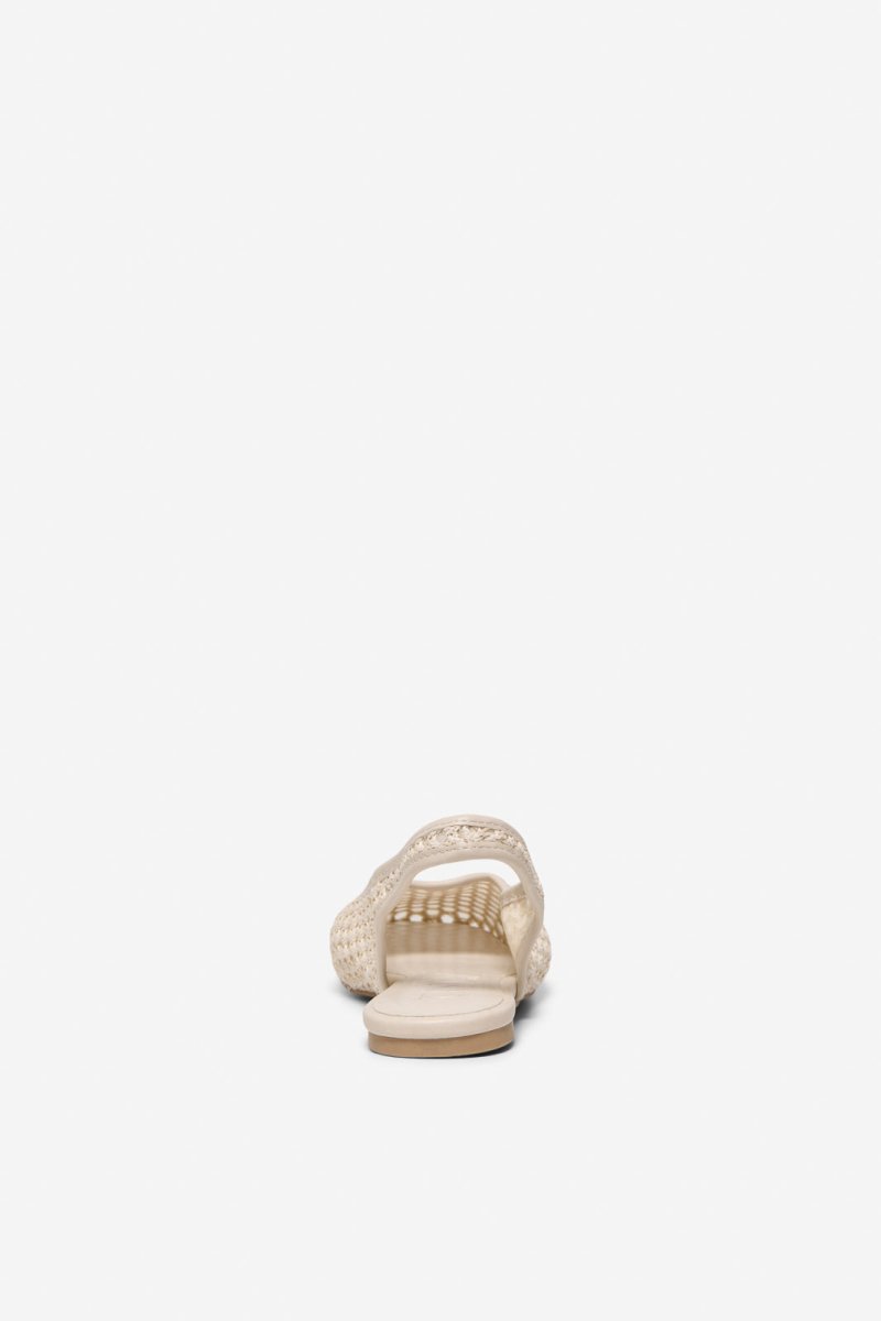 ONLY - Slingback Ballet Flats Woven Design - Beige Raffia