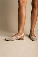 ONLY - Slingback Ballet Flats Woven Design - Beige Raffia
