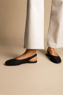 ONLY - Slingback Ballet Flats Woven Design - Black Raffia