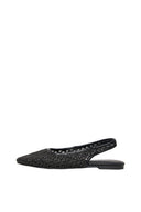 ONLY - Slingback Ballet Flats Woven Design - Black Raffia