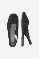 ONLY - Slingback Ballet Flats Woven Design - Black Raffia
