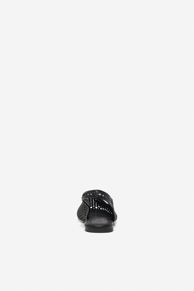 ONLY - Slingback Ballet Flats Woven Design - Black Raffia