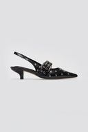 Slingback Heels CORINA - Black Crinkled Patent - thefashionproject.gr - CORINA