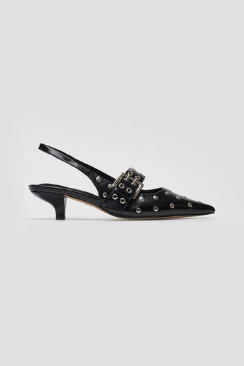 Slingback Heels CORINA - Black Crinkled Patent - thefashionproject.gr - CORINA
