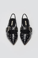 Slingback Heels CORINA - Black Crinkled Patent - thefashionproject.gr - CORINA