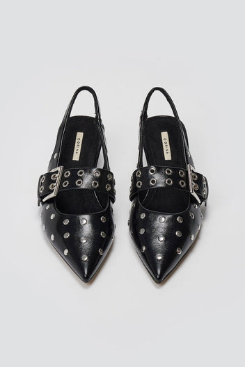Slingback Heels CORINA - Black Crinkled Patent - thefashionproject.gr - CORINA