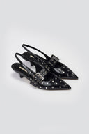 Slingback Heels CORINA - Black Crinkled Patent - thefashionproject.gr - CORINA