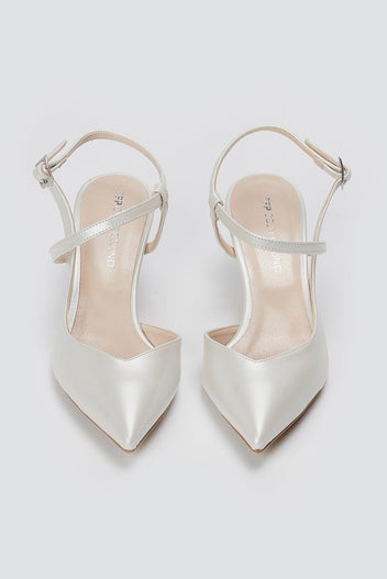 TFP - Slingback Kitten Heel Pumps - Λευκό Πέρλα