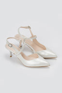 TFP - Slingback Kitten Heel Pumps - Λευκό Πέρλα