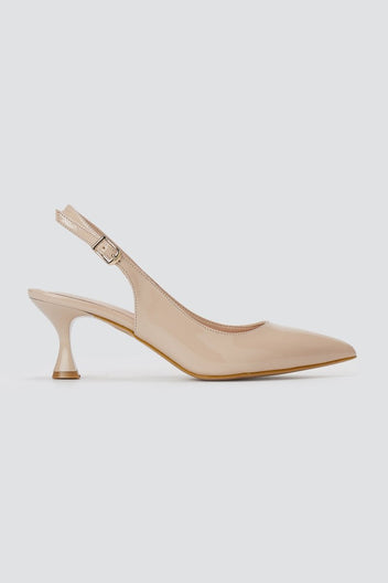 TFP - Slingback Kitten Heel Pumps - Nude Patent