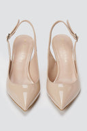 TFP - Slingback Kitten Heel Pumps - Nude Patent