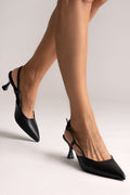 Slingback Kitten Heel Pumps TFP - Black Matte - thefashionproject.gr - TFP