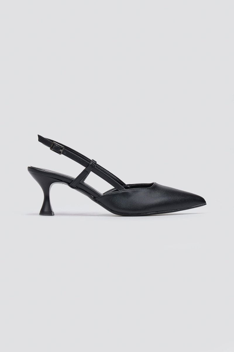 Slingback Kitten Heel Pumps TFP - Black Matte - thefashionproject.gr - TFP