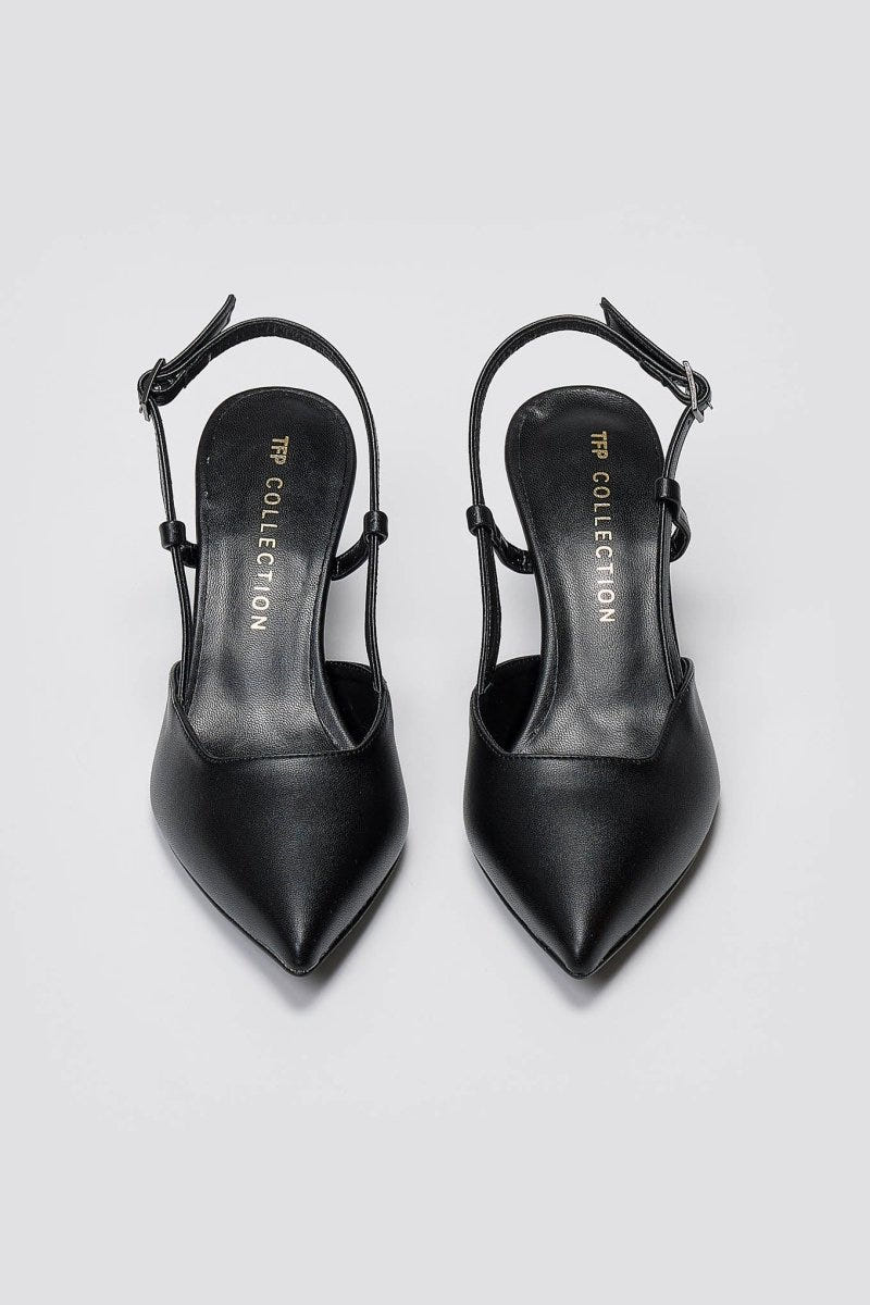 Slingback Kitten Heel Pumps TFP - Black Matte - thefashionproject.gr - TFP