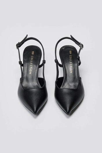 Slingback Kitten Heel Pumps TFP - Black Matte - thefashionproject.gr - TFP