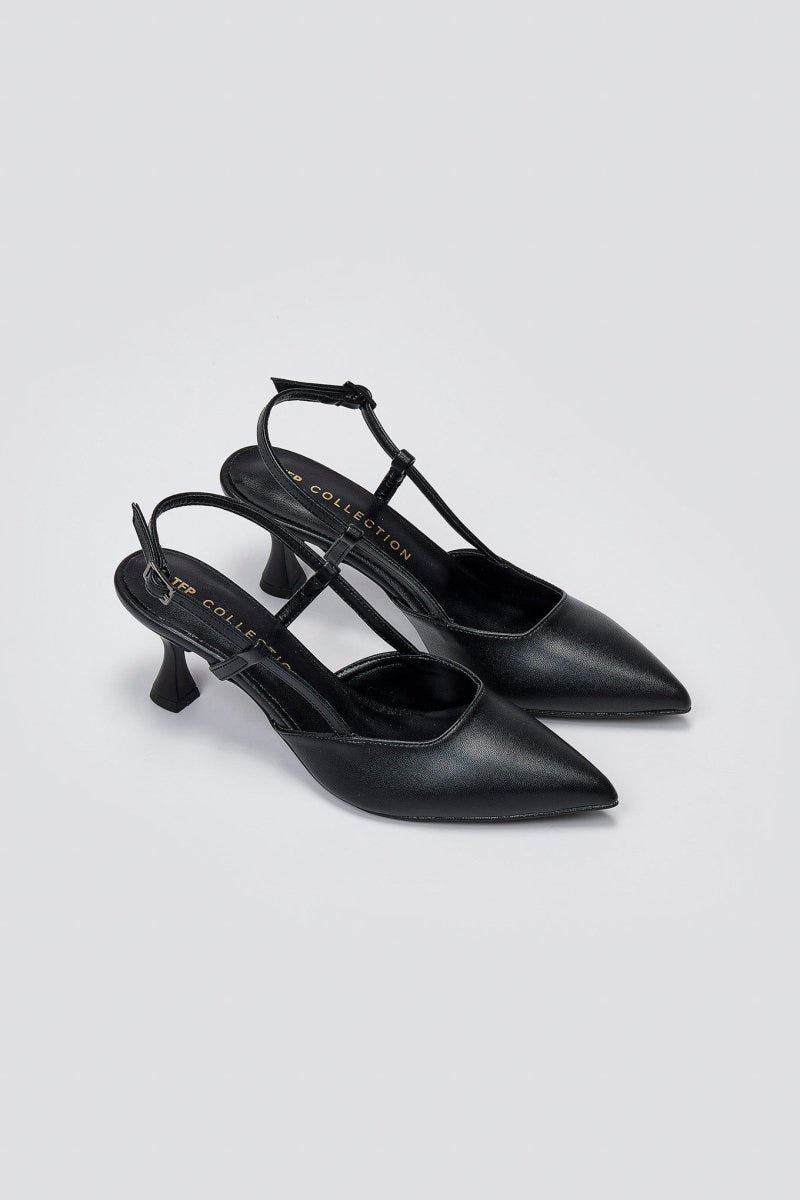 Slingback Kitten Heel Pumps TFP - Black Matte - thefashionproject.gr - TFP