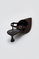 Slingback Kitten Heel Pumps TFP - Brown Suede - thefashionproject.gr - TFP