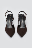 Slingback Kitten Heel Pumps TFP - Brown Suede - thefashionproject.gr - TFP